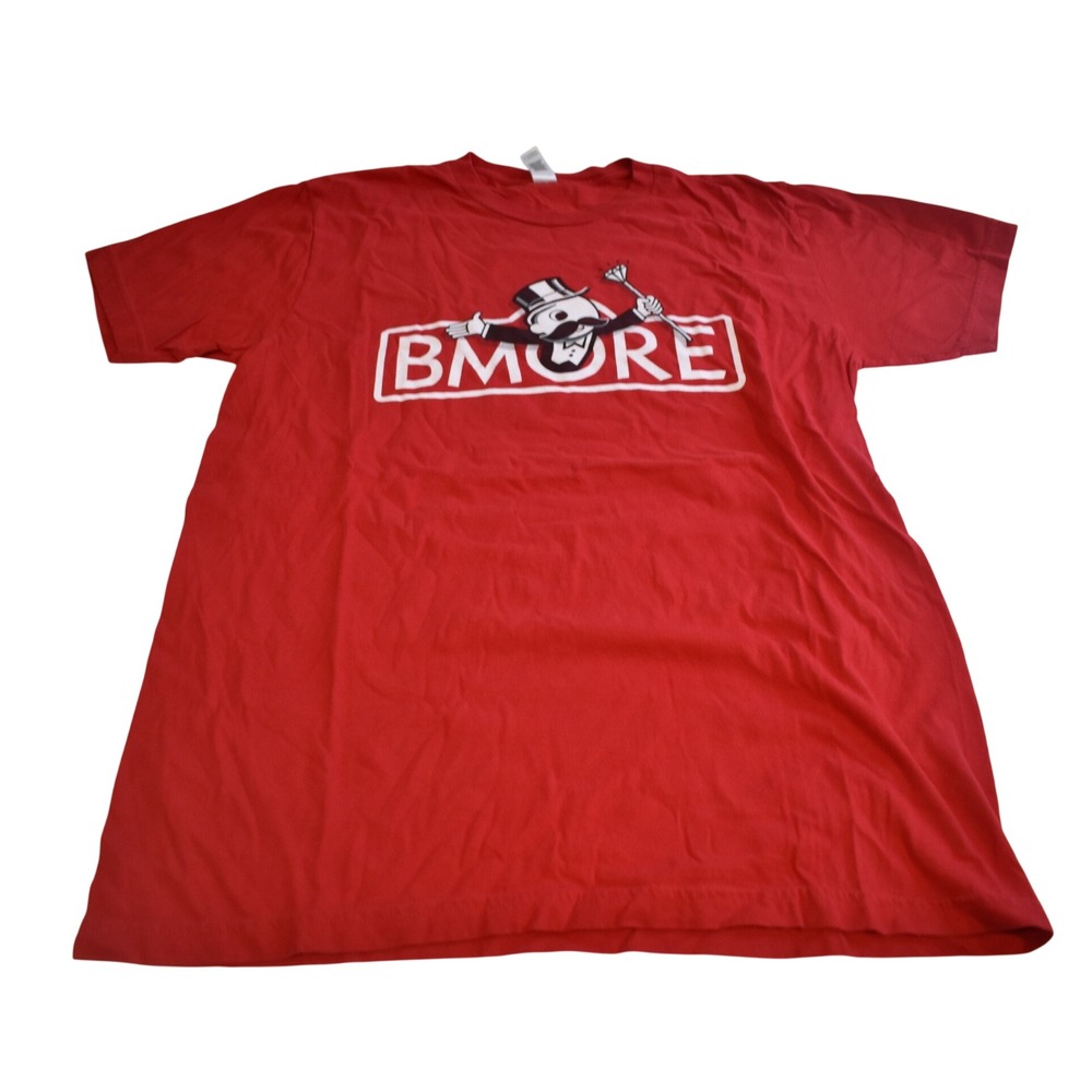 Natty Boh American Apparel T-Shirt Men Large Red BMORE Monopoly Graphic Tee